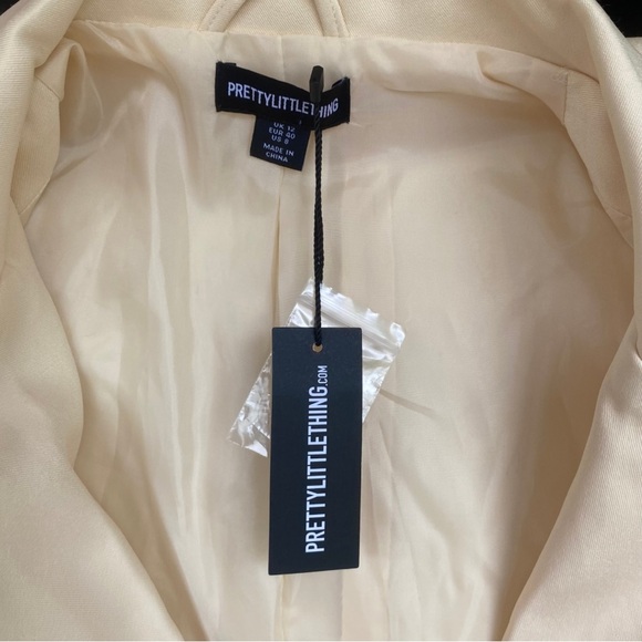 NWT PrettyLittleThing 2 Piece Suit Blazer Trousers Set Office Off White Buttons - Picture 8 of 13
